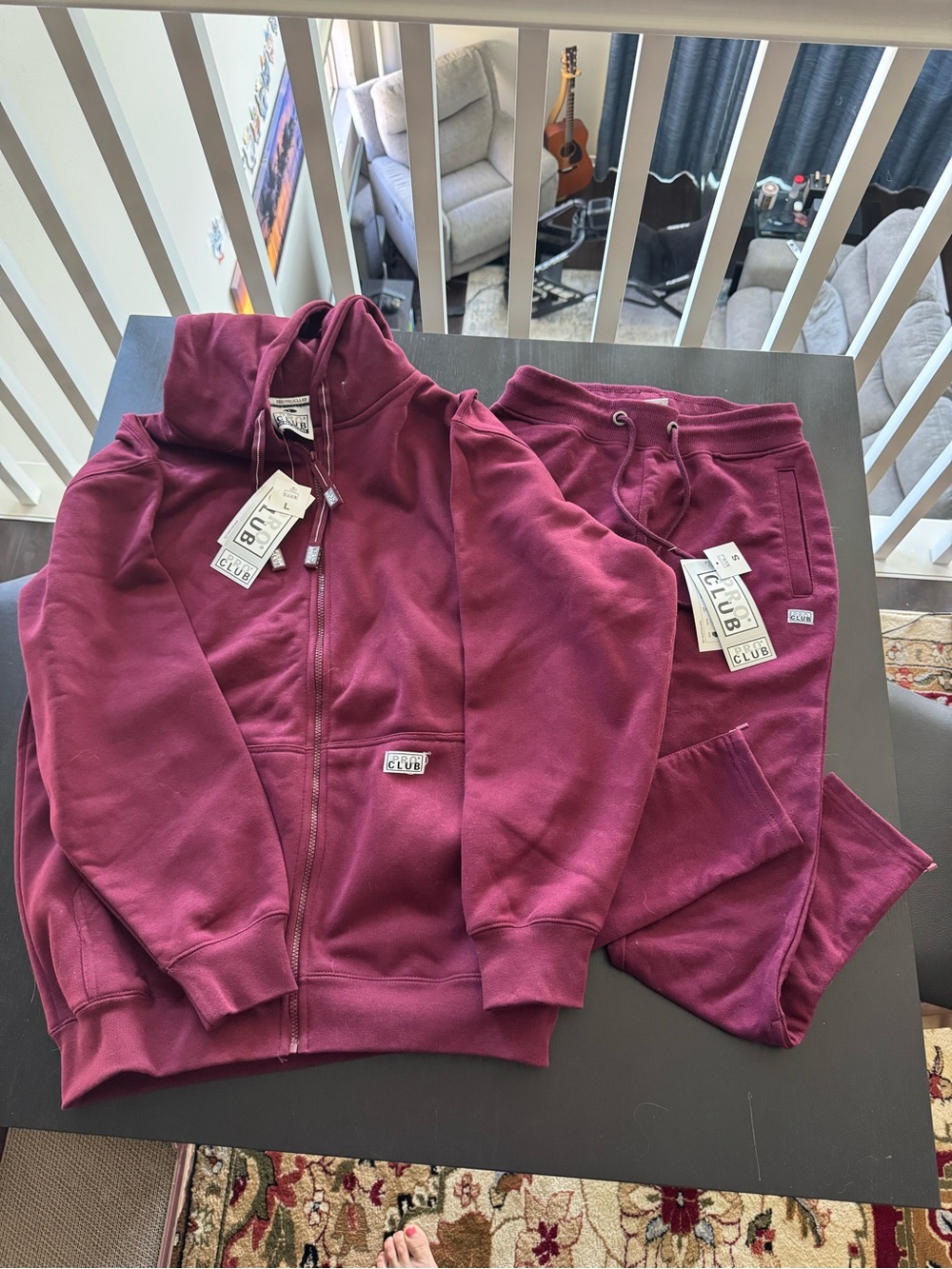 Pro Club Burgundy Tracksuit Set NWT Zip Hoodie(L) + Sweatpants(S) Matching Set